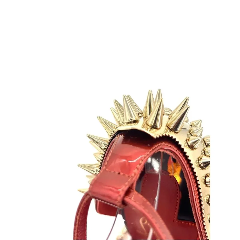 Christian Louboutin Wosandal Pic 100 Rodeo Fire Red Spike High Heel Sandals 39